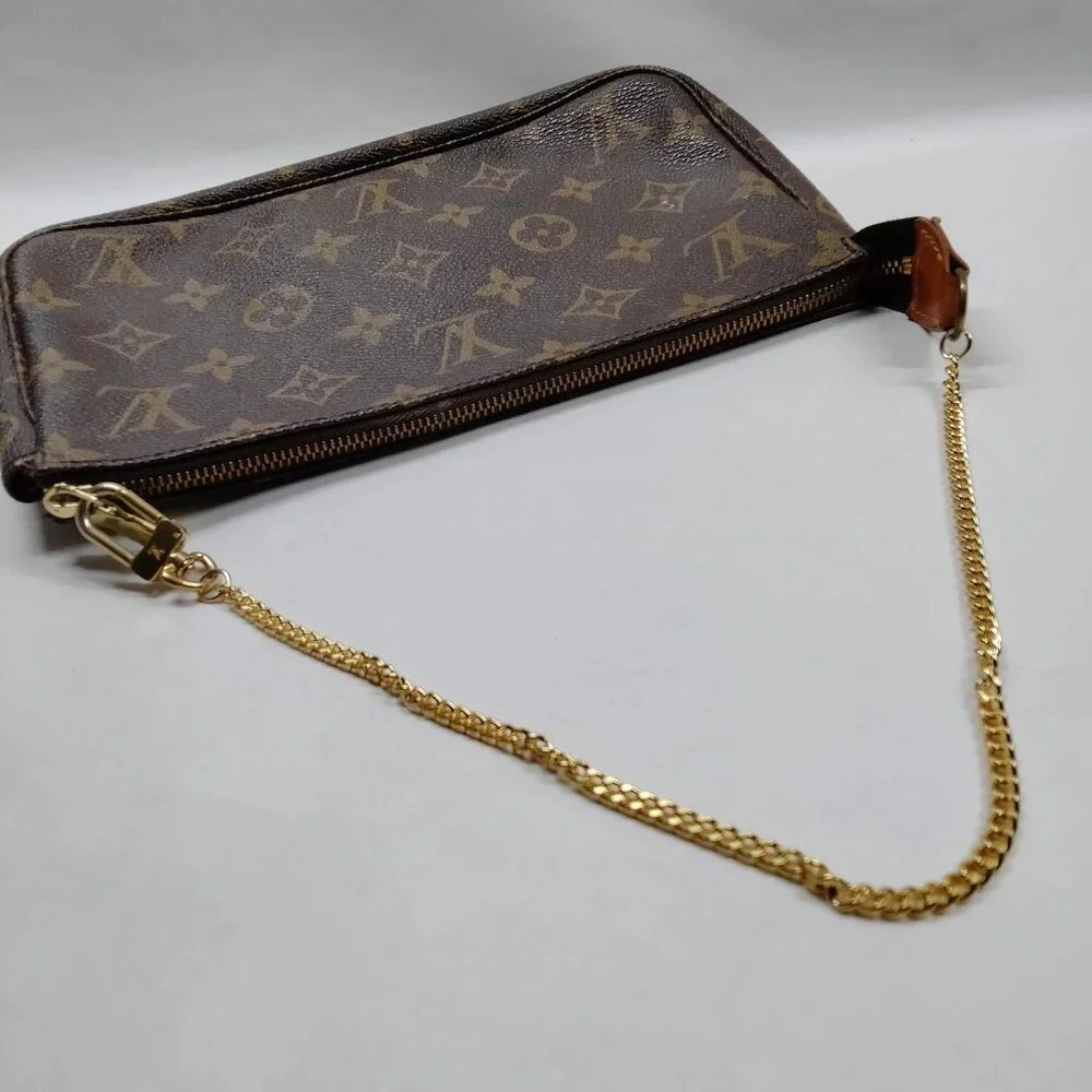 Louis Vuitton Pochette Accessoires Monogram Chain Bag/Authentic LV Shoulder Bag - Picture 5 of 10